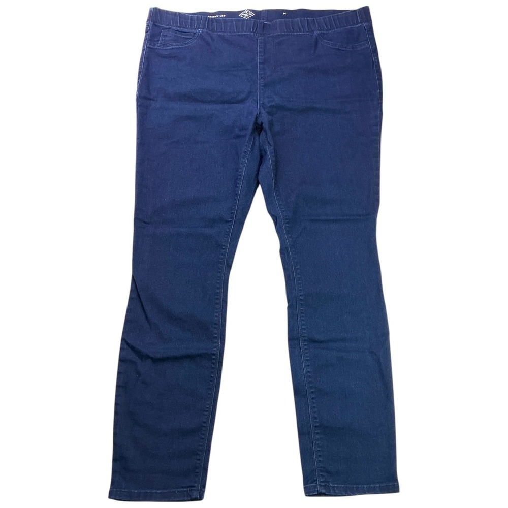 St. John's Bay Blue Jegging Women Size 14 Dark Wash Skinny Leg Pull On Stretch